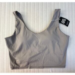 NWT Taupe Sports Bra Women’s X-Large Seamless Longline Crop Athletic Lounge